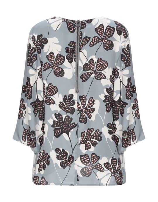 Alysi Grey Print Silk Blouse