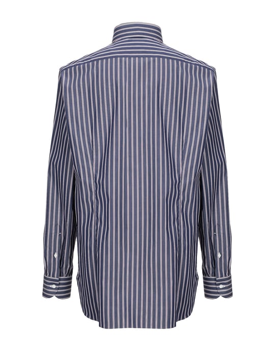 Luigi Borrelli Napoli Blue Stripe Cotton Shirt