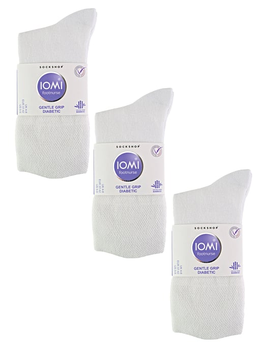 IOMI - 6 Pack Damen Diabetiker Bambus Socken | Extra breite nahtlose lockere nicht elastische Socken für Frauen - Weiß - Image 2