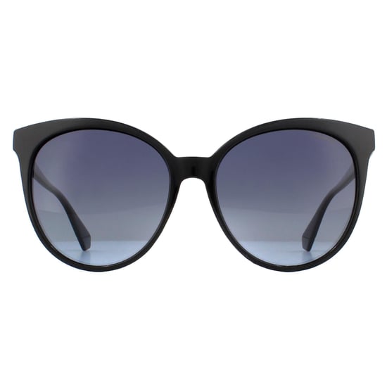 Polaroid Cat Eye Womens Black Grey Gradient Polarized Sunglasses