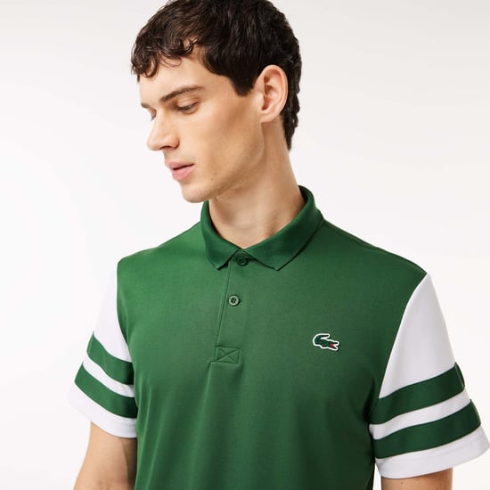 Men's Lacoste Ultra-Dry Colourblock Tennis Polo Shirt in Green White