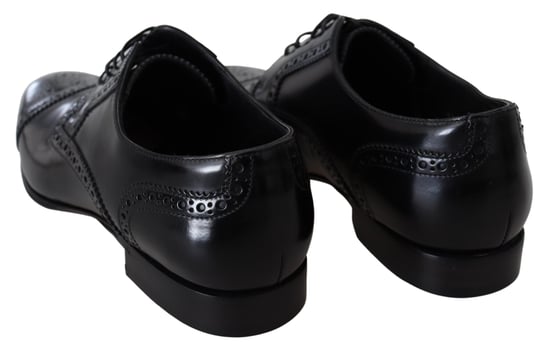 Dolce & Gabbana Black Leather Men's Derby Formal Loafers Shoes