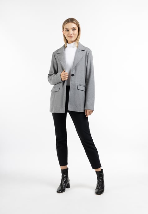 Dreimaster Langer Blazer aus Wollgemisch Damen Grau Melange - Image 2