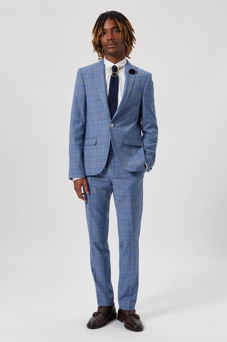 Breamore Skinny Fit Blue Check Wool Jacket