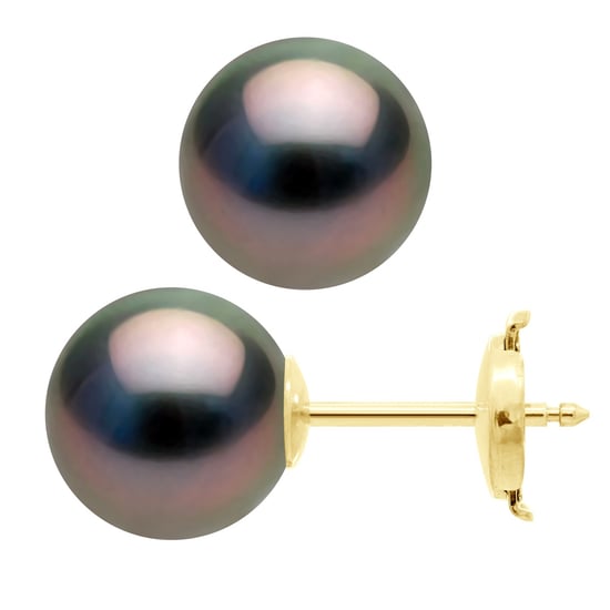 Ohrringe Gelbgold 375 - Echte Tahiti-Zuchtperlen rund 9-10 mm - Image 1