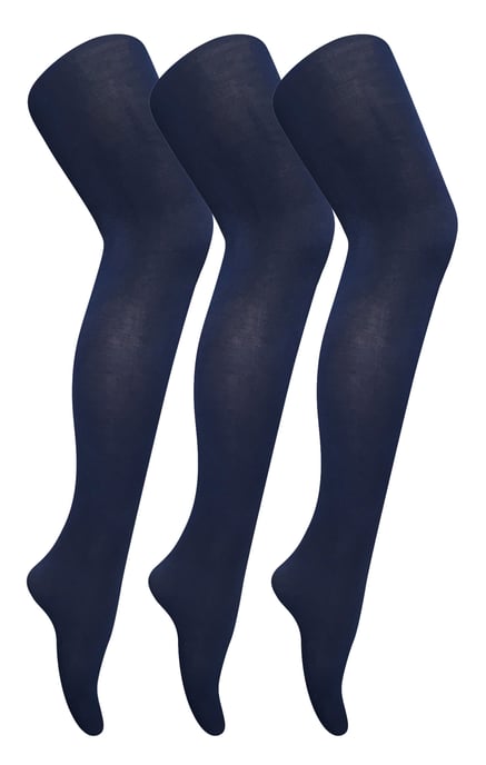 3 Paar Multipack Damen farbige undurchsichtige 80 Denier Strumpfhosen | Sock Snob | einfarbige Blockfarbe Strumpfhosen - Navy - Image 1