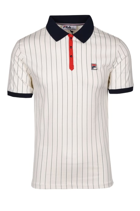 Fred Perry Classic Vintage Striped Polo Shirt Whisper White/ Peacoat Chinese - Image 1