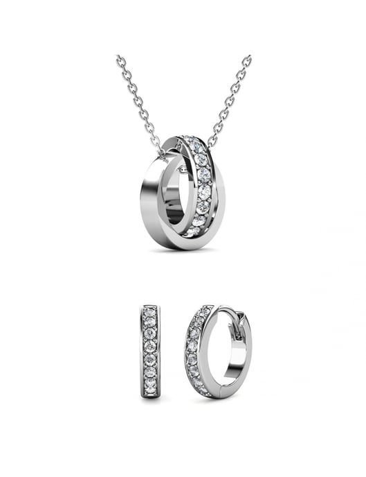 Parure et Coffret Circle Hoop - Argenté et Cristal - Image 1