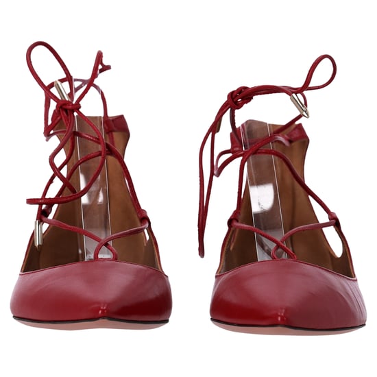 Aquazzura Christhy Schnür-Ballerinas aus rotem Leder - Image 3