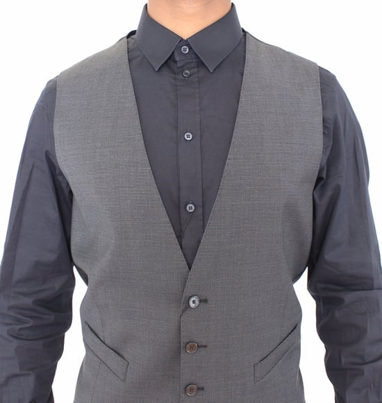 Dolce & Gabbana - Gilet en laine rayé gris pour hommes - Image 2