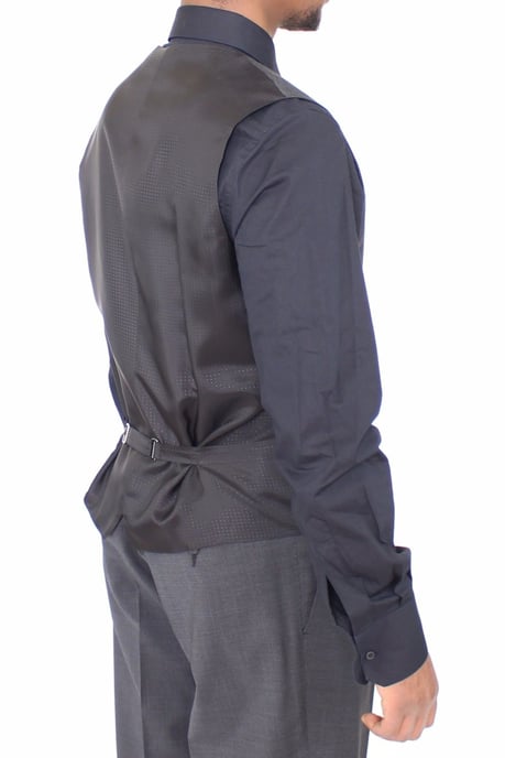 Dolce & Gabbana - Gilet en laine rayé gris pour hommes - Image 3