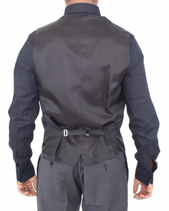 Dolce & Gabbana - Gilet en laine rayé gris pour hommes - Image 4