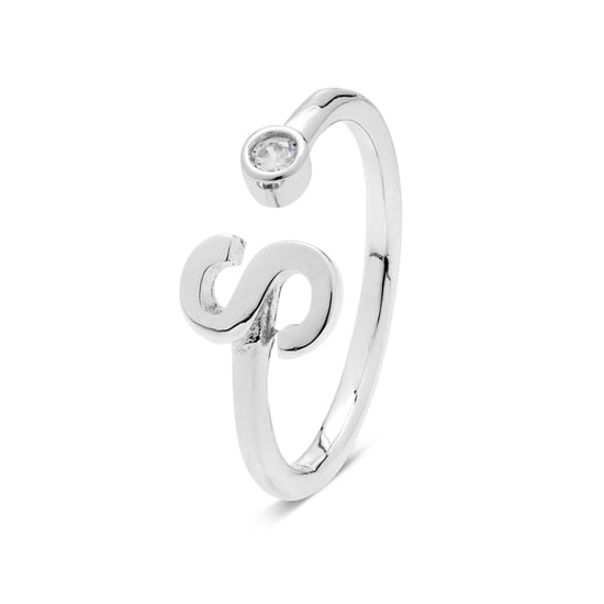 Luxenter 925 Sterling Silber Ring mit rhodiniertem Brillant Zirkonia - Alphabet - Image 1