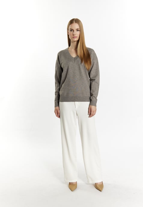 Dreimaster Strickpullover Damen Grau Melange - Image 2