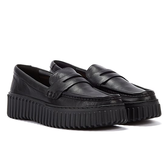 Clarks Torhill Penny Leder Damen Schwarz Komfort Schuhe - Image 1