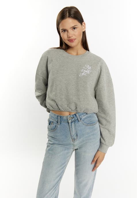 Mymo Sweatshirt kurz Damen grau melange - Image 3