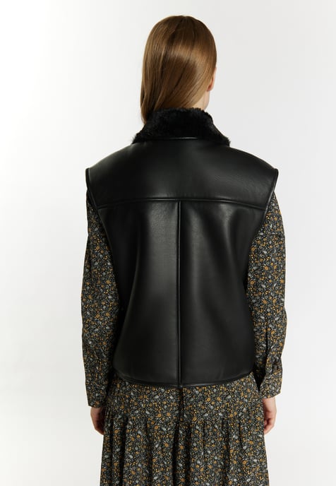 Dreimaster Lederweste Damen Schwarz - Image 4