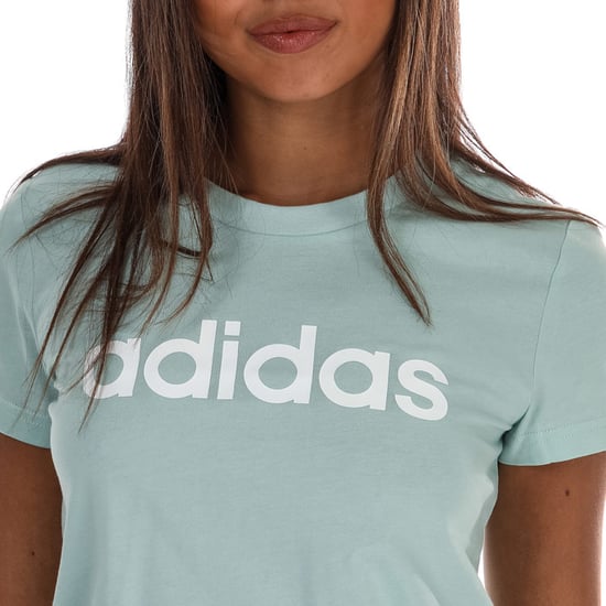 Women's adidas Essentials Linear Slim T-Shirt in Green White