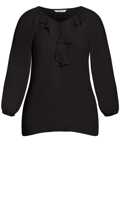 EVANS Women's Ruffle Front Blouse - black