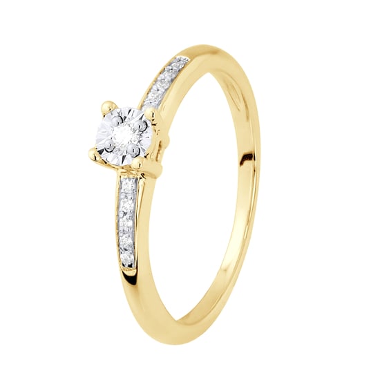 Diamond Solitaire supported 0,070 Cts Illusion 1 Ct Yellow Gold set with four claws