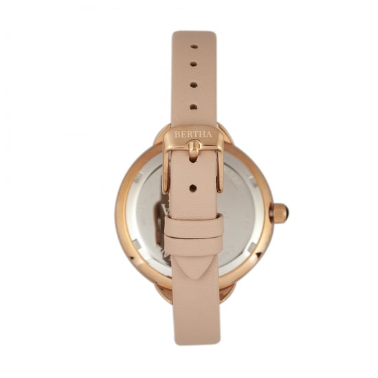Bertha Madison Sunray Dial Leather-Band Watch