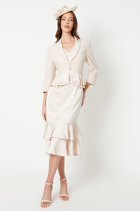 Satin Back Crepe Tailored Jacket With Peplum - Image 2