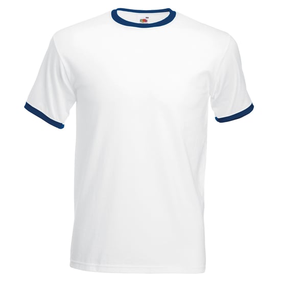 Fruit Of The Loom Herren Ringer T-Shirt (Weiß/Marineblau) - Image 1