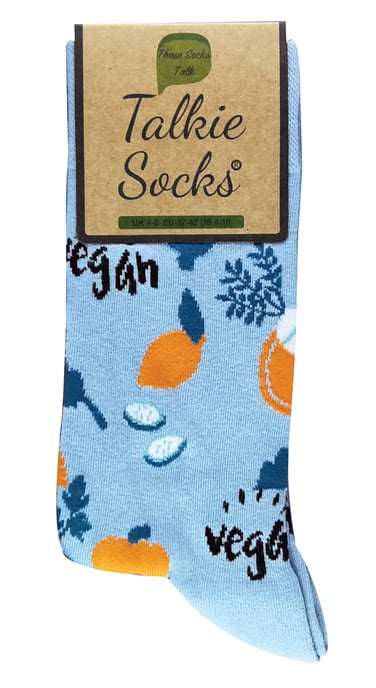TALKIE SOCKS - Herren & Damen Neuheit Baumwolle Blau Vegetable Vegan Socken - Image 2