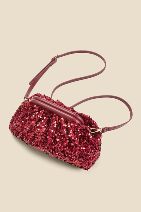 Ruby Red Sequin Clutch Bag