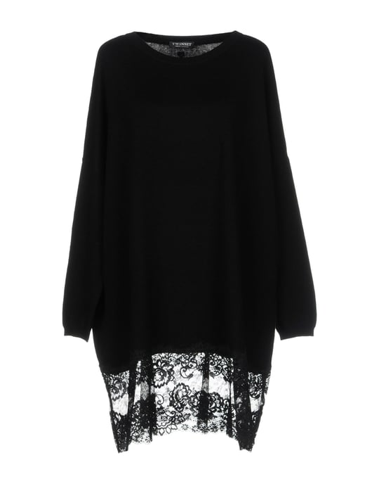 Twinset Black Cotton Knit Jumper With Lace Insert