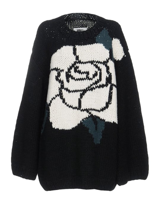 MM6 Maison Margiela Black Wool Floral Design Jumper