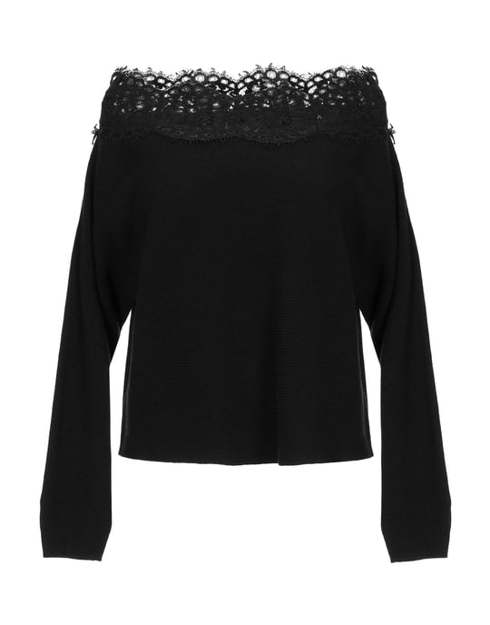 Twinset Black Wool And Lace Knit