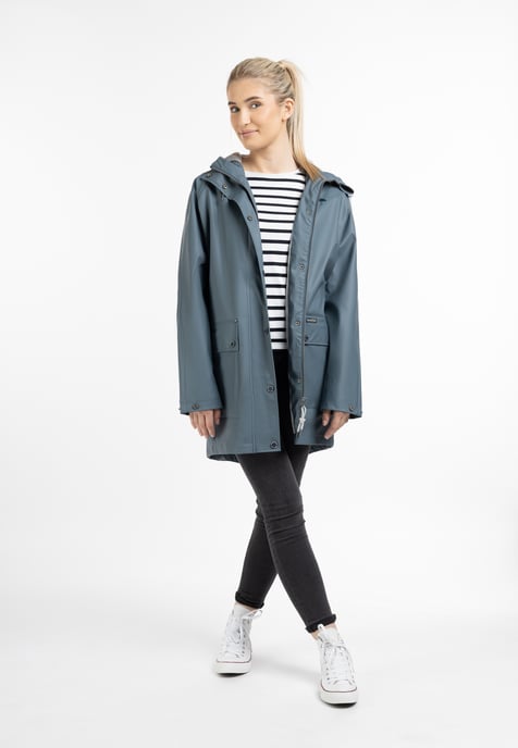 Schmuddelwedda Oversized Regenmantel Damen Blaugrau-271 - Image 2