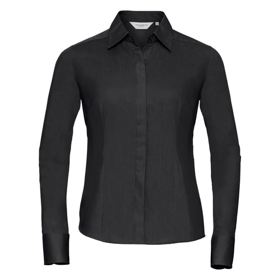 Russell Collection Popelin Bluse / Hemd, Langarm, pflegeleicht, tailliert (Schwarz) - Image 1