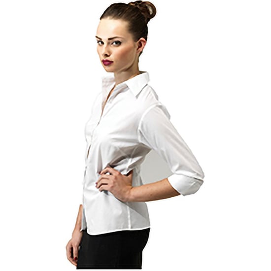 Premier Popeline Bluse / Arbeitshemd, 3/4 Arm (Weiß) - Image 4