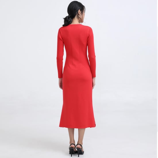 Midi-Pullover-Kleid mit V-Ausschnitt - Image 1