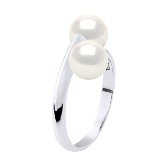 Ring You & Me - 2 Real Cultured Freshwater Pearls Round 6-7 mm - Quality AAA