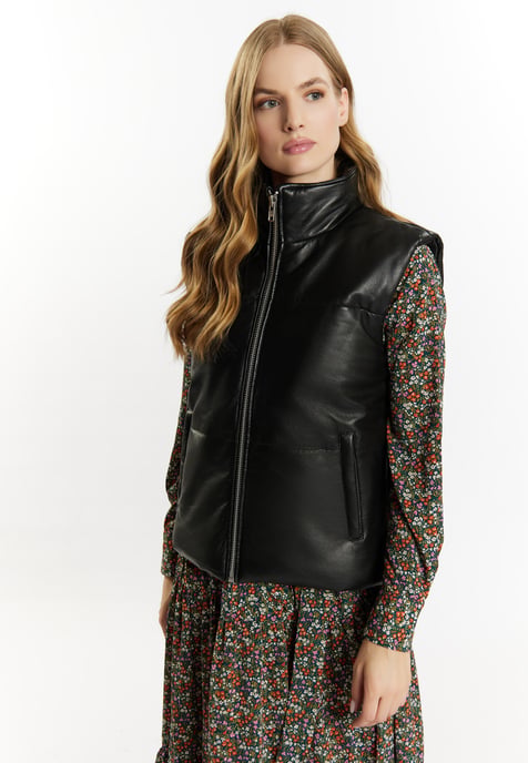 Dreimaster Lederweste Damen Schwarz - Image 3