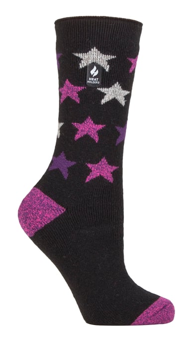 Heat Holders Lite - Womens isoliert thermische Socken | Mehrere Designs einschließlich Argyle Streifen Herzen Sterne | Warme Socken für den Winter - Schwarz (Nice) - Image 1