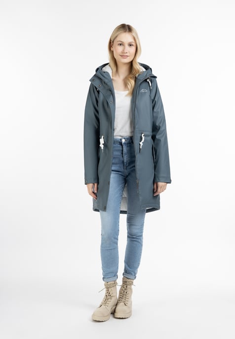 ICEBOUND Wattierter Regenmantel Damen Blaugrau - Image 1