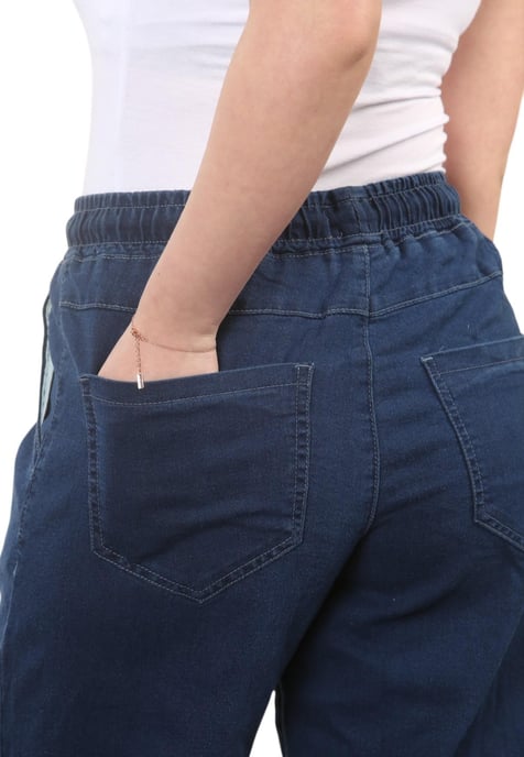 MYT Womens Elasticated High Waist Wide Leg Jeans in Blau - Image 5