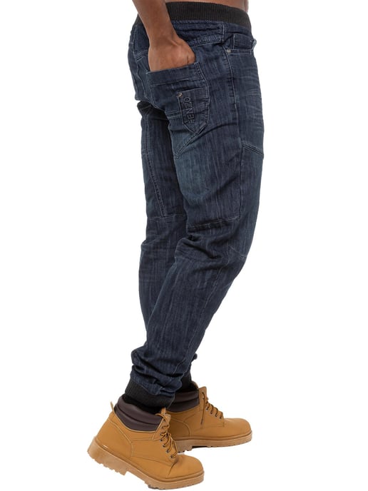 Enzo| Herren-Jogger-Jeans aus Denim mit Bündchen - Dunkelblau - Image 4