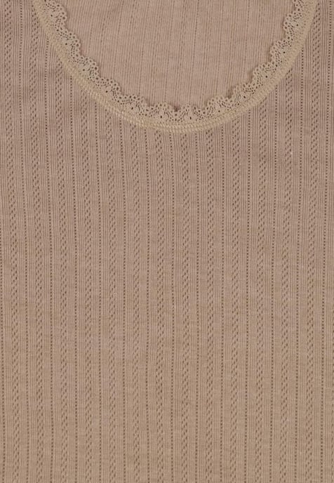 Damen 2er Pack Thermal Pointelle Kurzarm Tops in Beige - Image 2