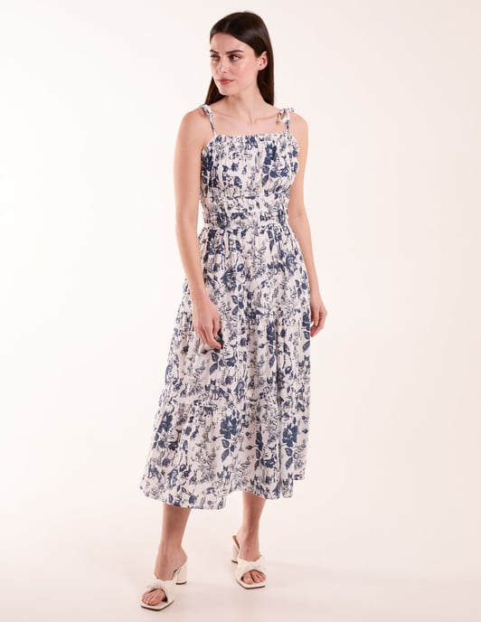 Chintz Print Elastic Smock Dress