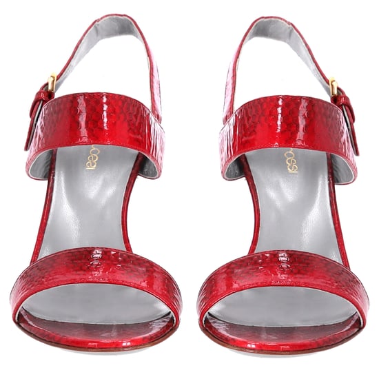 Sergio Rossi Riemchensandalen aus rotem Lackleder mit Print - Image 3