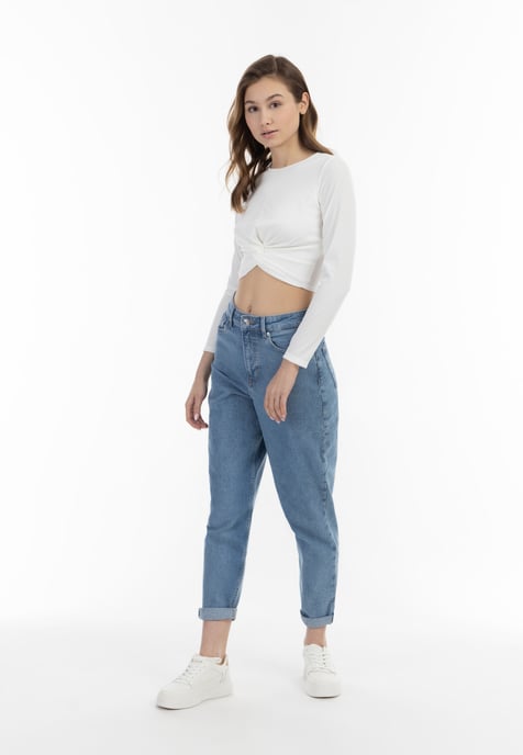 Mymo Langarmshirt Damen weiss - Image 2