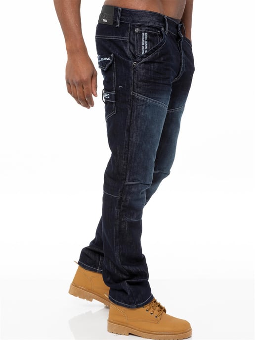 Enzo Herren Denim Jeans Straight Leg - Dunkelblau - Image 3
