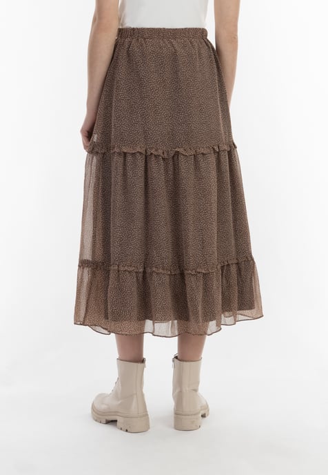 Dreimaster Maxirock Damen Braun Wollweiss - Image 4
