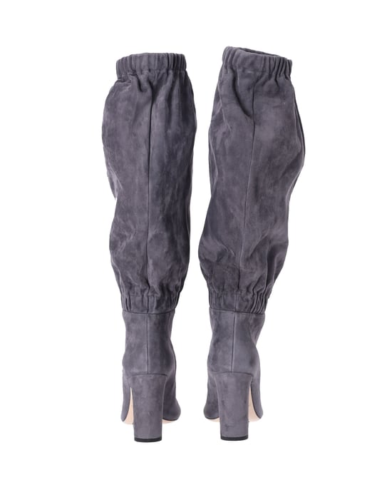 Jimmy Choo Maxyn 85 Knielange Stiefel aus grauem Wildleder - Image 4