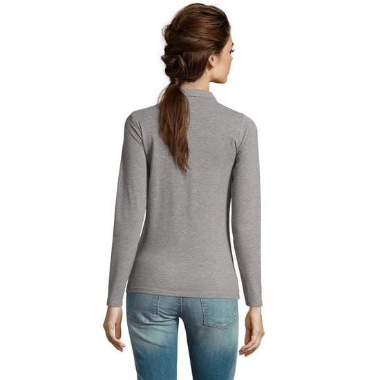 SOLS Womens/Ladies Perfect Langarm-Piqué-Poloshirt (Grau meliert) - Image 3